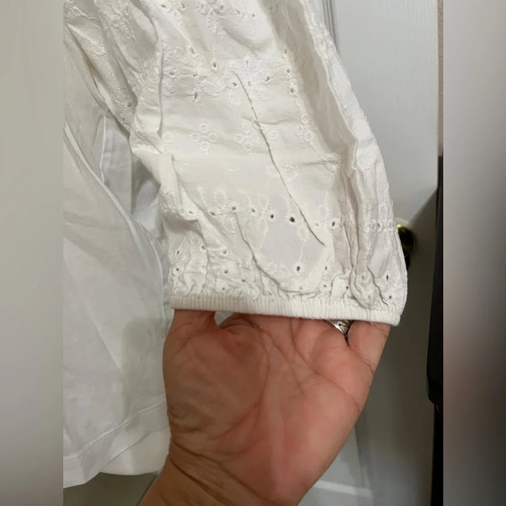(N) Zara White Puff Sleeve Top